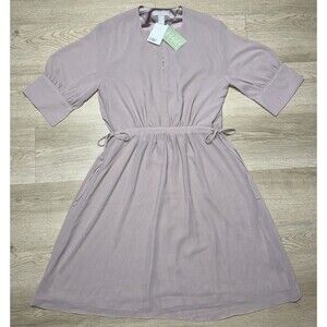 NWT H&M Chiffon Drawstring Waist Dress Small Knee-Length Short Conscious Choice